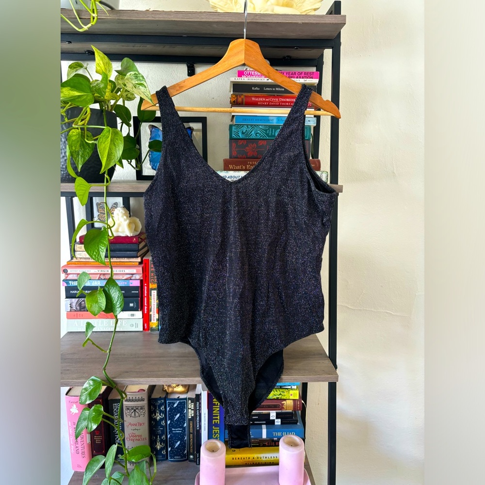 Glittery Black Bodysuit (Plus Size Friendly)
